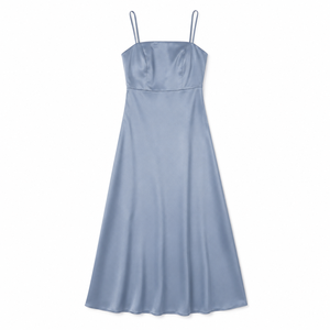 Vestido largo de satén con tirantes finos y espalda descubierta, elegante y personalizado al por mayor para mujer, ideal para fiestas. - Product Image 3
