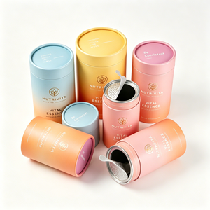 High Quality Custom Gradient Vitamin Paper Tube Packaging with Peel Off Lid Luxury Food Grade Supplement Canister Custom Logo - Product Image 5