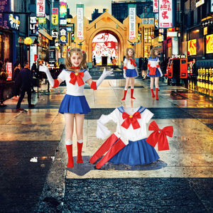 Costume Cosplay Anime Echo, Abito Vestito per Halloween, Completo <span class=keywords><strong>Donna</strong></span> con Parrucca, Abbigliamento Loli per Feste in Poliestere - Product Image 3