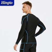 T-shirt de compression pour homme à logo personnalisé, manches longues, coutures plates contrastées, séchage rapide, couche de base, haut d'entraînement raglan pour la gym