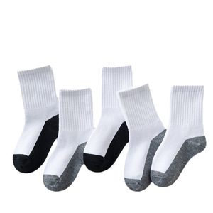 Chaussettes blanches pour hommes, filles et enfants - Printemps/Été/Automne - Sportives, respirantes, absorbantes, déodorantes, en coton peigné uni - Product Image 1