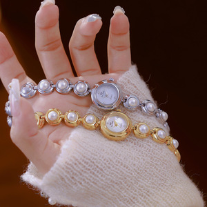 Reloj de Pulsera de Cuarzo con Cadena de Perlas Elegante y Vintage para Mujer, con Esfera Redonda Delicada, Reloj de Joyería de Moda de Lujo para Uso Diario - Product Image 2