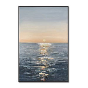 ภาพวาดสีน้ำมันวาดด้วยมือ ภาพทิวทัศน์ทะเลยามเช้าแบบเรียบง่ายทันสมัย สำหรับตกแต่งผนังห้องนั่งเล่น ห้องรับประทานอาหาร ห้องนอน - Product Image 1
