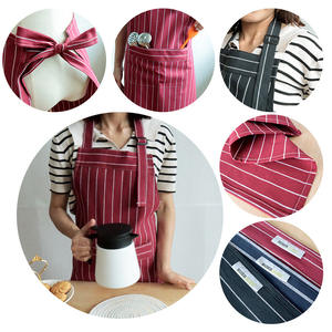 Tablier rayé bordeaux en coton sans manches, lavable en machine, usage quotidien, taille adulte - Product Image 5