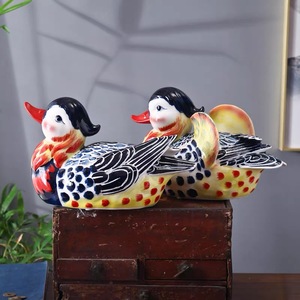 Céramique Couple Mandarin <span class=keywords><strong>Canard</strong></span> Ornements Décoration de La Maison Salon Chambre Artisanat Bénédiction Chinoise Cadeau De Mariage Sculpture Animale - Product Image 3