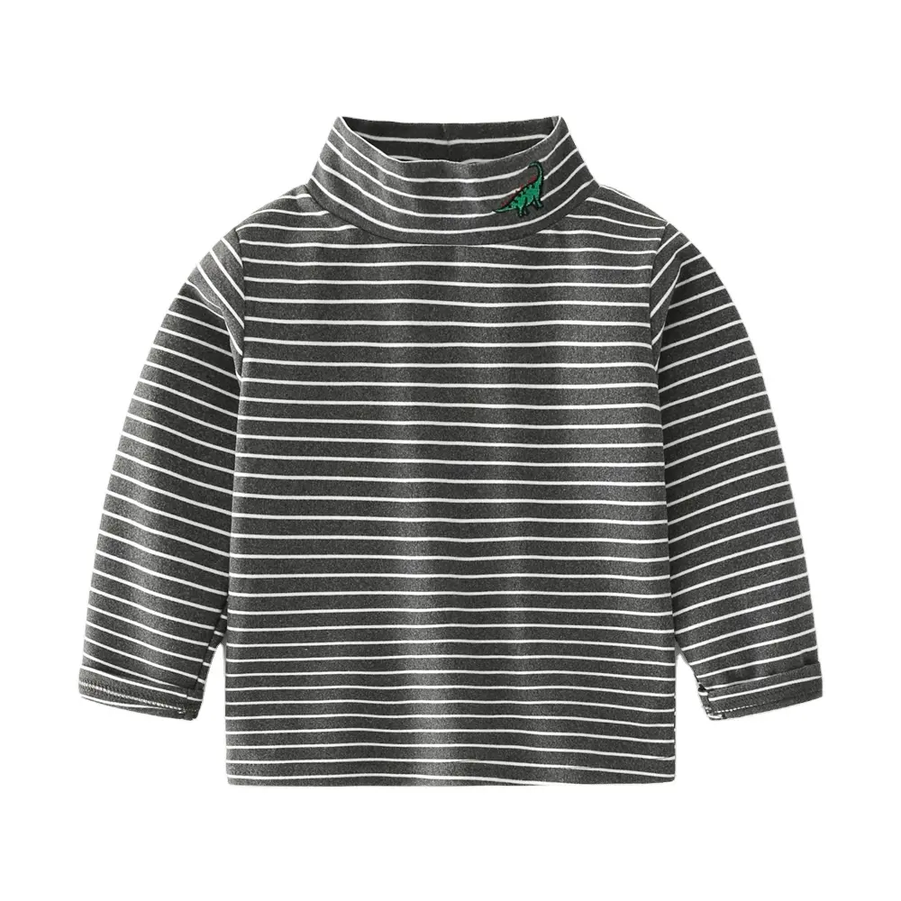 Children Baby Bottoming Shirt Long Sleeve Striped Shirt Half-High Collar Stretch Shirt