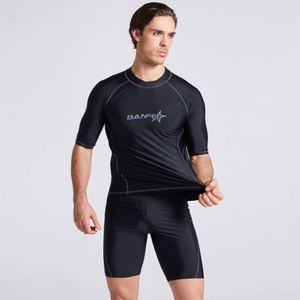 Maillots de bain à manches courtes en nylon <span class=keywords><strong>noir</strong></span> extensible à séchage rapide, gilets anti-UV, combinaisons de surf, protections anti-UV pour hommes - Product Image 5