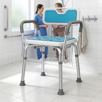 Chaise de douche de qualité médicale avec accoudoirs et dossier, chaise de bain robuste pour personnes handicapées et soins à domicile