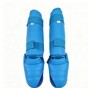 Protector de Rodilla de Piel Sintética para Karate, Taekwondo, <span class=keywords><strong>Kung</strong></span> <span class=keywords><strong>Fu</strong></span>, MMA, Boxeo, Entrenamiento, Azul/Rojo, Unisex, Tallas S-XL - Product Image 1