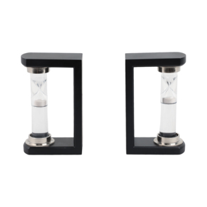 Fermalibri Decorativi a Clessidra, Cornice Nera Moderna, Timer a Sabbia in Vetro, Decorazione per Scaffali, Accessorio per Ufficio - Product Image 1