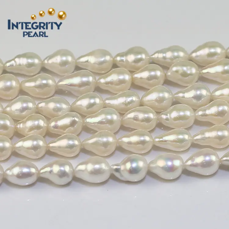 Edison – perles baroques de 9 à 10mm de long, goutte d'eau douce blanche irrégulière, perles de culture réelles, 3A