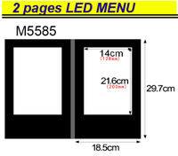 Couverture de menu LED double pages en PU noir uni pour inserts A5 sans logo