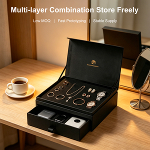 Custom Logo Magnetic Multi-layer Drawer Storage <strong>Box</strong> Luxury Paper Jewelry Organizer Black Rigid <strong>Cardboard</strong> <strong>Gift</strong> <strong>Box</strong> for Perfume - Product Image 4
