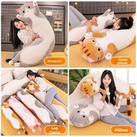 Peluche chat longue transfrontalière, coussin-poupée mignon en coton PP, hauteur réglable, pour 14 ans et plus, pour dormir et se prélasser, avec support de jambe, fabriqué en Chine
