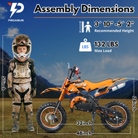 Moto tout-terrain à essence 2 temps refroidie par air Yaztor Orange <50cc pour enfants, démarrage par lanceur, vitesse maximale 25 MPH, charge maximale 75 kg, 20 km/h