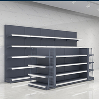 Étagères gondoles double face personnalisées pour magasins de détail, rayonnages et étagères métalliques légers pour supermarchés