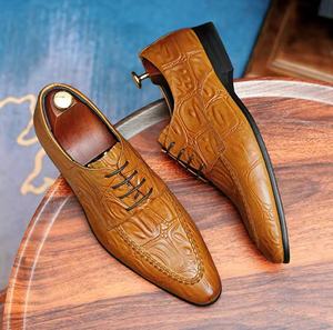 Chaussures Oxford en cuir véritable faites à la main, bout fermé, à enfiler, imperméables, pour hommes, chaussures de travail - Product Image 4