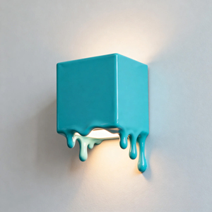 Factory Wholesale Creative Melting Drip Square Ceramic <b>Wall</b> Lamp Modern Art Decor LED <b>Wall</b> Sconce Tiffany Blue Glazed <b>Wall</b> <b>Light</b> - Product Image 4