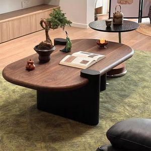Mesa de Centro Ovalada de Madera Maciza Wanjulai, Muebles de Sala de Estar Modernos y Minimalistas Hechos a Mano - Product Image 5