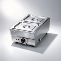 Bain-marie électrique professionnel robuste OUTE 2, en acier inoxydable, pour comptoir, chauffe-plats pour restaurant et cuisine