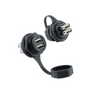Conector Circular USB M25 IP67 Impermeable de Doble Puerto Hembra a Macho para Montaje en Panel, Carcasa de Cobre y Nylon para Datos
