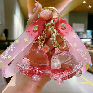 LLavero de animal acrílico aceitado de dibujos animados, platillo volador creativo, botella de arena movediza, llavero, bolsa, colgante, máquina de garra, llavero de regalo - Product Image 2