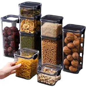 Airtight Food Storage Container,Food Storage Box Multigrain Storage  Tank,Plastic Transparent Stackable Kitchen Sealed Jar