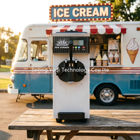 Machine à glace molle commerciale blanche en acier inoxydable compacte pour café, chariot mobile, comptoirs/bancs
