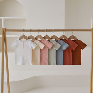 卸売オーガニックコットン赤ちゃん衣装ハニカムジャカード赤ちゃんTシャツ - Product Image 2