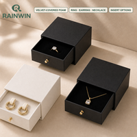 Boîte à bijoux de voyage compacte pour bagues, boucles d'oreilles et colliers, avec insert en mousse de velours, un seul tiroir, emballage cadeau