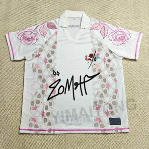 เสื้อฟุตบอลคอปกลายดอกไม้ผ้าเจอร์ซีย์ปักลายดอกไม้สำหรับผู้ชายเสื้อผ้าแนวสตรีทไซส์ใหญ่พิเศษสบายๆเป็นมิตรกับสิ่งแวดล้อม - Product Image 1