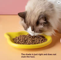 Comedero de silicona plano y poco profundo con diseño de cabeza de gato, portátil, con patrón sólido, ancho y plano, antifatiga, plato para comida húmeda de gatos