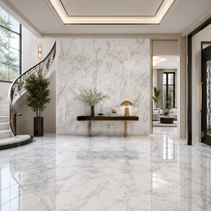 Losa de piedra sinterizada con aspecto de mármol blanco Arabescato, baldosa de porcelana con aspecto de mármol pulido de 1600 x 3200 x 12 mm para encimera de pared - Product Image 4