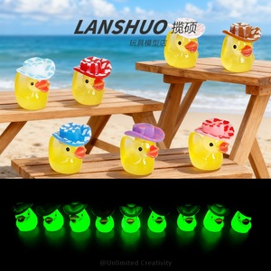 Miniature 3D <b>Duck</b> Ornaments With Colorful Hats Plastic Resin DIY Jewelry Accessories Glow In Dark Pet Decorations - Product Image 2