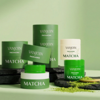 Boîte en fer blanc ronde hermétique de 30g pour poudre de matcha, café ou thé vert, écologique et de qualité alimentaire