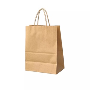 Cheap Recycled Custom Logo Printed Grocery Shopping Packaging Brown Kraft Paper <b>Bag</b> With Handles - Product Image 4