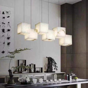 Modern Marble <b>Cube</b> Chandelier Gold Finish Multi Head LED Pendant <b>Light</b> For Living Room Home Decor - Product Image 3
