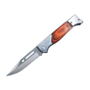 Couteau de poche pliable personnalisable de qualité OEM pour le camping, lame en acier inoxydable 3CR13 ultra-affûtée, manche en ABS couleur bois - Product Image 1