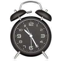 Réveil à cloche de 4 pouces Réveil de table analogique en métal avec cadran 3d avec fonction de rétroéclairage Horloge de table de bureau