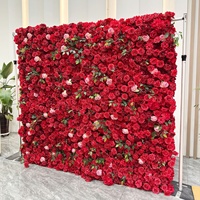 Tirai Besar Warna Hijau Ungu Biru Emas Merah untuk Latar Belakang Acara Bridal Shower, Bunga Palsu Hitam Chiara untuk Dekorasi Latar Belakang