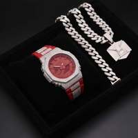 Nouvelle Arrivée Montre Hip Hop Personnalisée en Moissanite Effet Diamant Bracelet Rouge Montre de Luxe Tendance pour Acheteurs en Gros et Revente