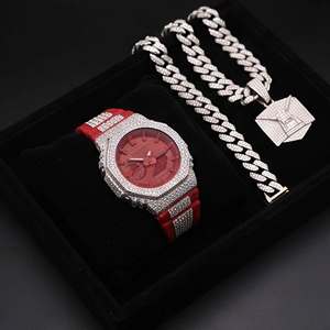 Nouvelle Arrivée <span class=keywords><strong>Montre</strong></span> Hip Hop Personnalisée en Moissanite Effet Diamant Bracelet Rouge <span class=keywords><strong>Montre</strong></span> de Luxe Tendance pour Acheteurs en Gros et Revente - Product Image 6