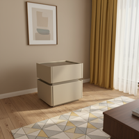 Table de chevet intelligente miroir avec coffre-fort intégré, chargement sans fil, LED, 2 tiroirs, moderne, en MDF, prix de gros