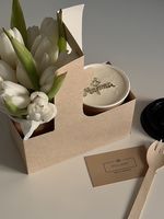 Boîte en carton personnalisée en promotion – Support portable jetable pour fleurs, café, thé, lait à emporter avec poignée