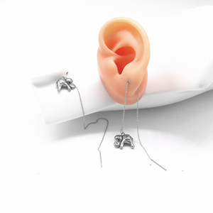 Pendientes colgantes de elefante de acero y titanio a la moda de Yunnique, pendientes con forma de animal y cadena larga para mujer, accesorios - Product Image 5