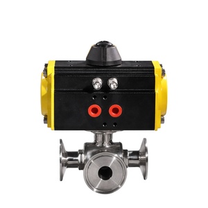 COVNA Válvula de bola sanitaria de 3 vías neumática DN40 con puerto en L, accionamiento neumático, SS316, con Tri-Clamp, de acción simple, para pedidos urgentes - Product Image 2
