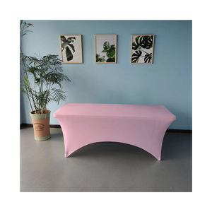 Couverture de table extensible en tissu tricoté réutilisable de 6 pieds en gros pour les fêtes en plein air tissu de mariage ajusté rectangulaire à motif rond - Product Image 1