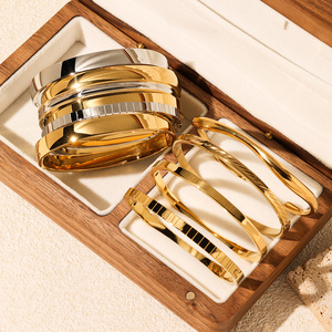 Brazalete de Acero Inoxidable de Alta Calidad, Resistente al Agua, Sin Deslustre, Chapado en Oro de 18K PVD, Joyería de Mano, Brazalete de Moda - Product Image 6