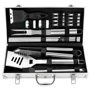 Ensemble d'accessoires pour barbecue en acier inoxydable avec boîte en aluminium, outils pour barbecue, ustensiles pour la cuisson en plein air et le camping - Product Image 1