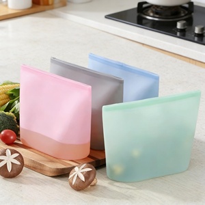 New Arrival Customized Logo Transparent Eco Friendly Reusable Silicone Food <b>Storage</b> <b>Bags</b> Dishwasher Safe Waterproof - Product Image 2